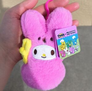 HK My Melody x PEEPS Bunny Plush Backpack Purse Clip Keychain Easter NWT
